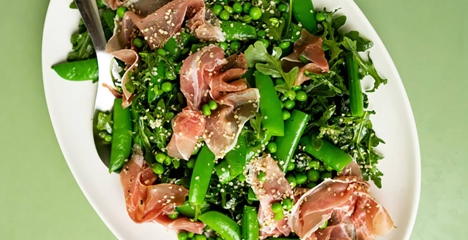 Pea, Arugula and Prosciutto Salad Pacific Foods