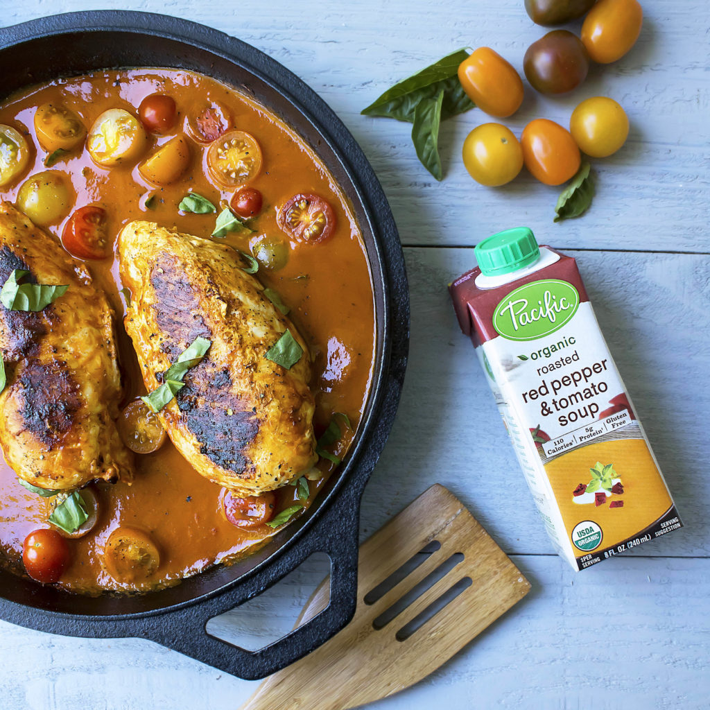 OneSkillet Roasted Red Pepper Chicken Recipe Pacific Foods
