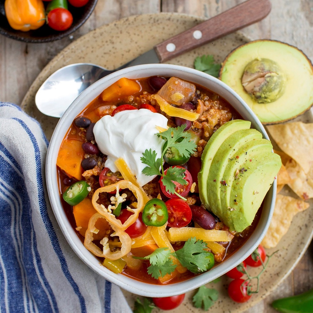 Instant Pot® Sweet Potato, Turkey and Quinoa Chili Recipe Pacific Foods