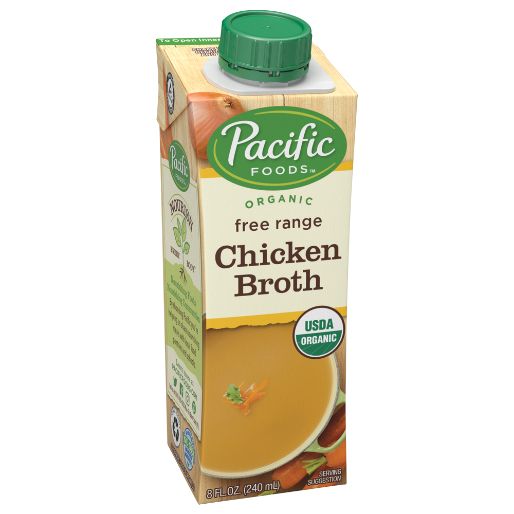 Organic Free Range Chicken Broth Single Serve 8oz Pacific Foods