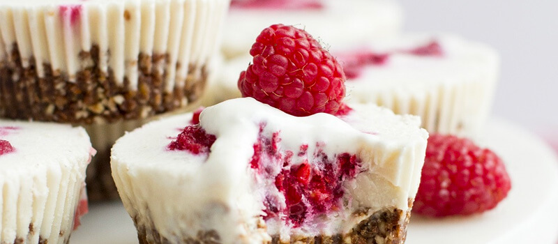 Mini Dairy-Free Raspberry and Pomegranate Cheesecakes