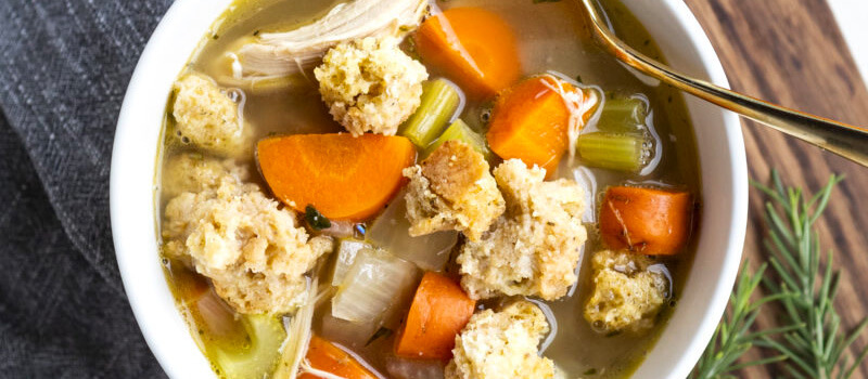 Remarkable Rosemary Turkey Soup over Stuffing