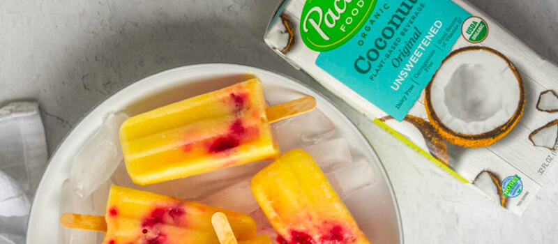Pineapple Raspberry and Coconut Popsicles