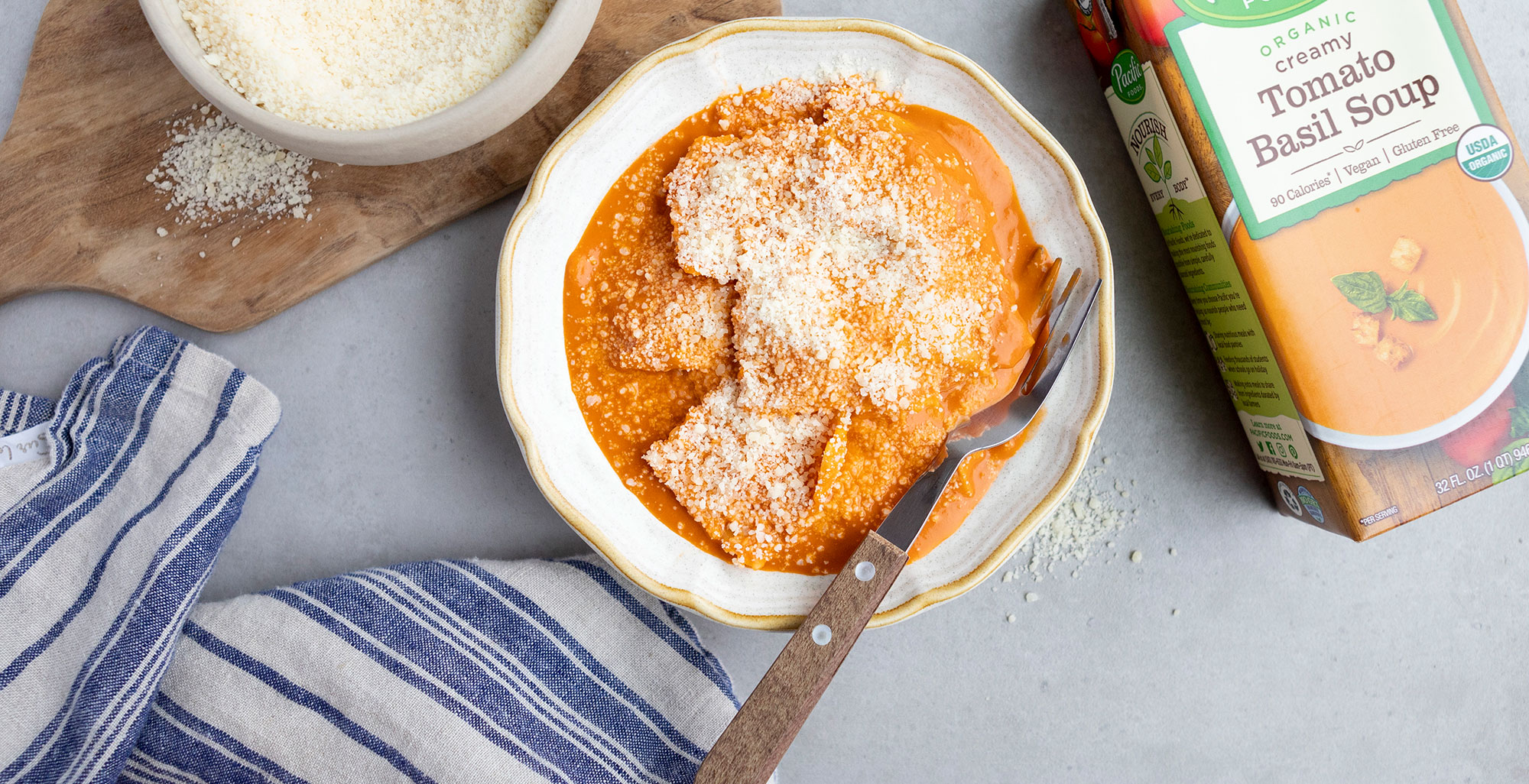 3-Ingredient Creamy Tomato Basil Ravioli | Pacific Foods® Recipes