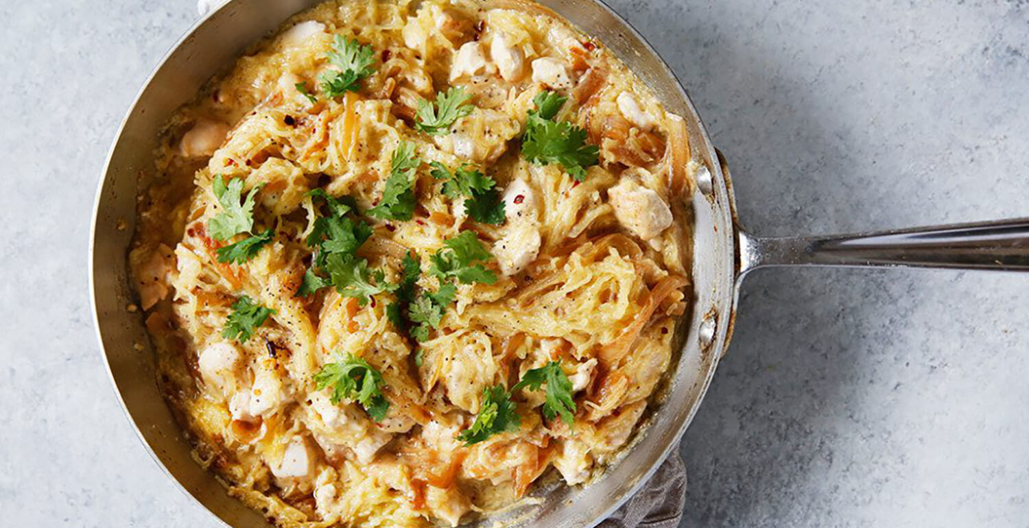 Spaghetti Squash Alfredo with Chicken and Caramelized Onions - Pacific ...