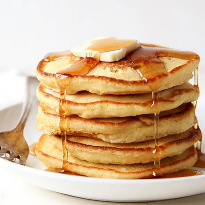 An image of prepared Non-Dairy Hemp Pancakes made with flour, sugar, Pacific Foods® Hemp Original Beverage and coconut oil.